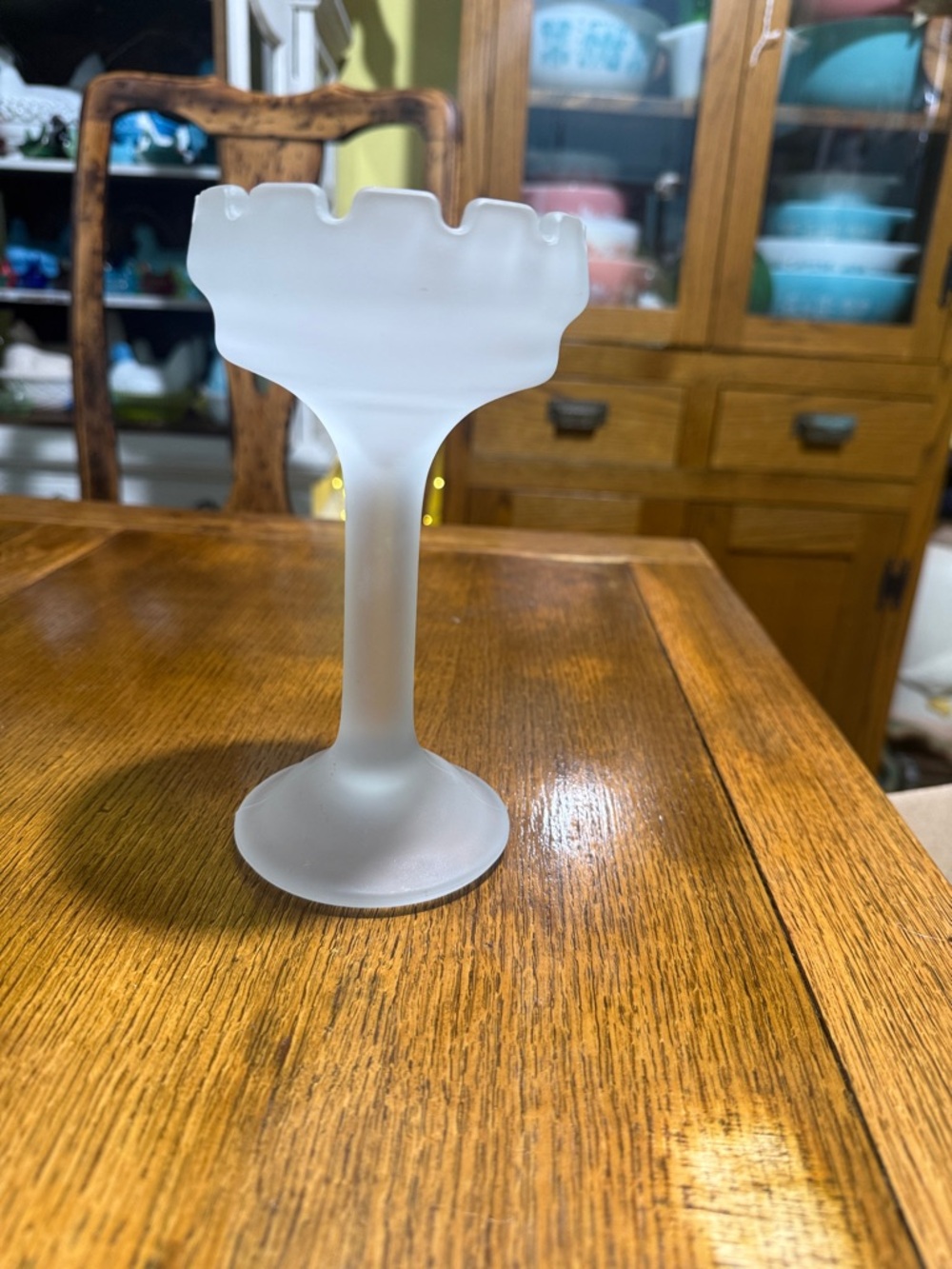 Frosted Glass partylite fairy Pilar candle holder pedestal